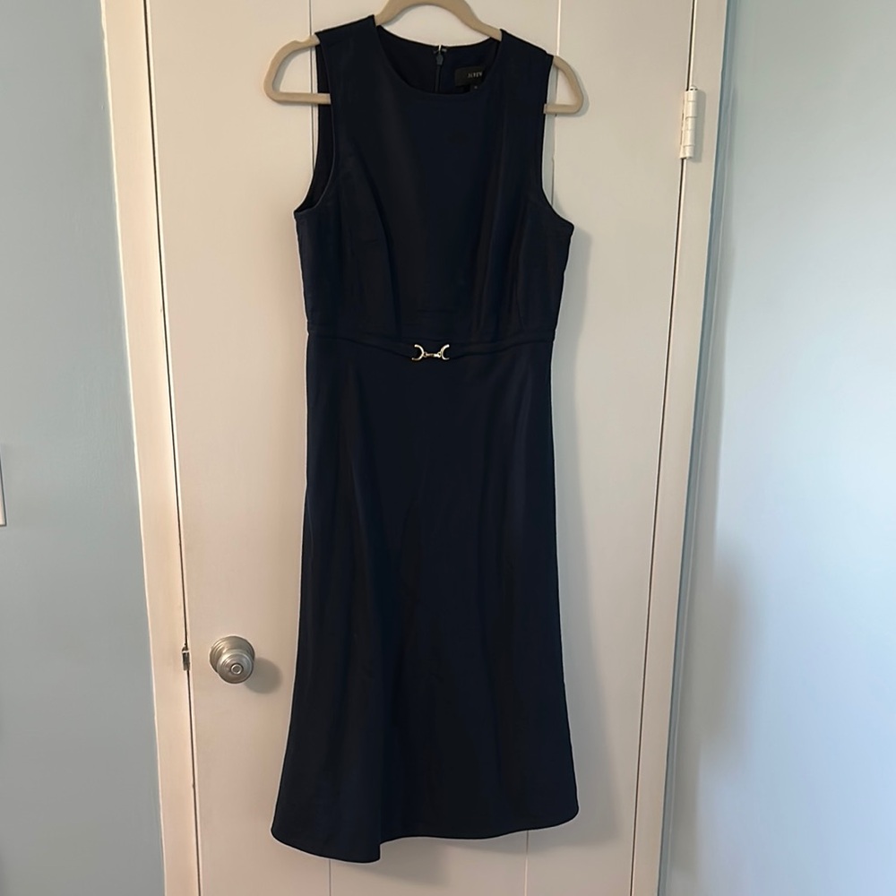J. Crew Nacy Sheath Linen Midi Dress Sleeveless Scoop Neck Sz 8